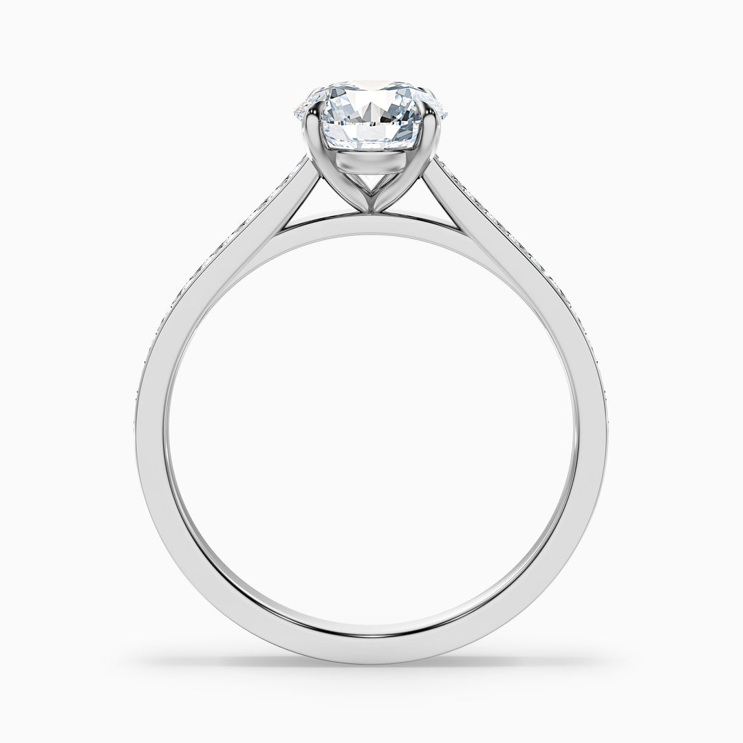 Sofia 3.5 Carat Round Side Stone Pave Lab Grown Diamond Ring in 18k Rose Gold - Side View