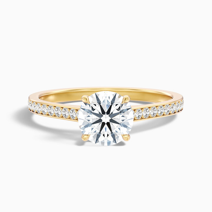 Mira 3.5 Carat Round Side Stone Pave Moissanite Engagement Ring - Front View