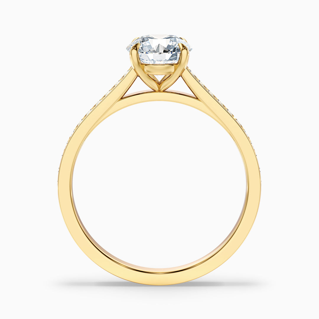 Sofia 1.5 Carat Round Side Stone Pave Lab Grown Diamond Ring in 14k Yellow Gold - Side View