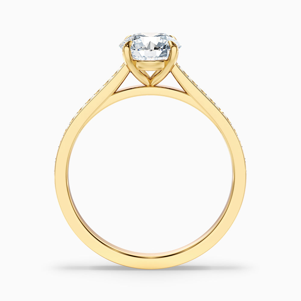 Sofia 1.5 Carat Round Side Stone Pave Lab Grown Diamond Ring in 18k Yellow Gold - Side View