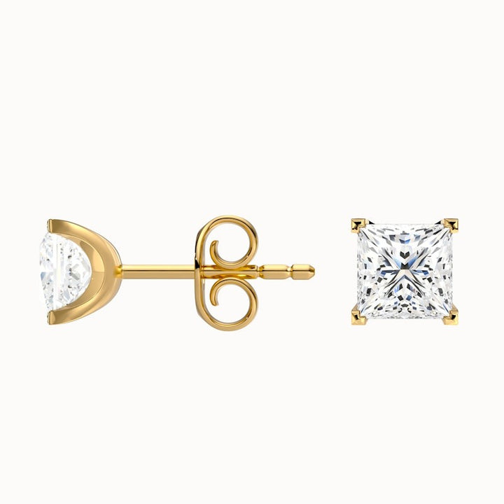 Princess Cut Moissanite Stud Diamond Earrings