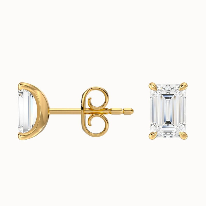 Emerald Cut Lab Grown Stud Diamond Earrings