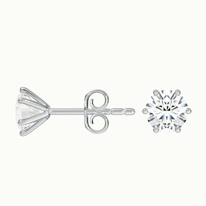 6 Claws Round Cut Lab Grown Stud Diamond Earrings