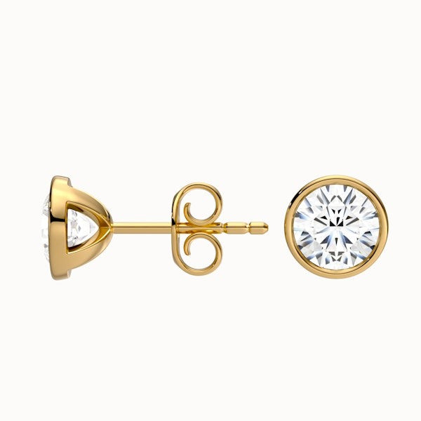 Round Rubover Lab Grown Stud Diamond Earrings