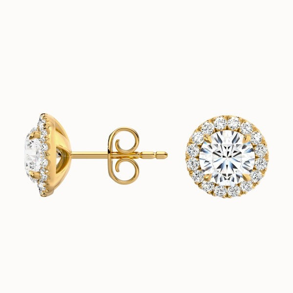 Round Halo Lab Grown Stud Diamond Earrings