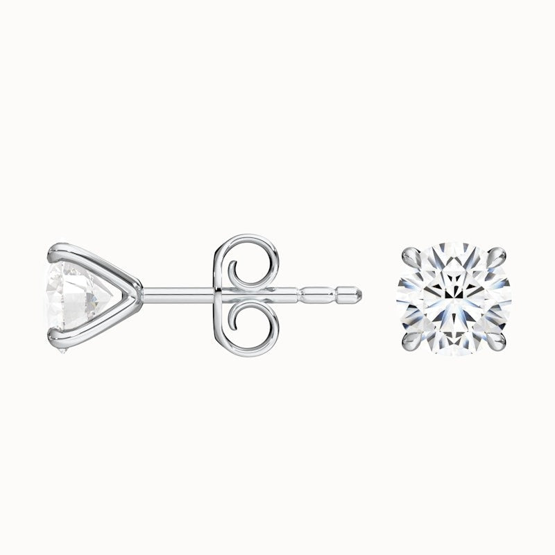 4 Claws Round Moissanite Stud Diamond Earrings