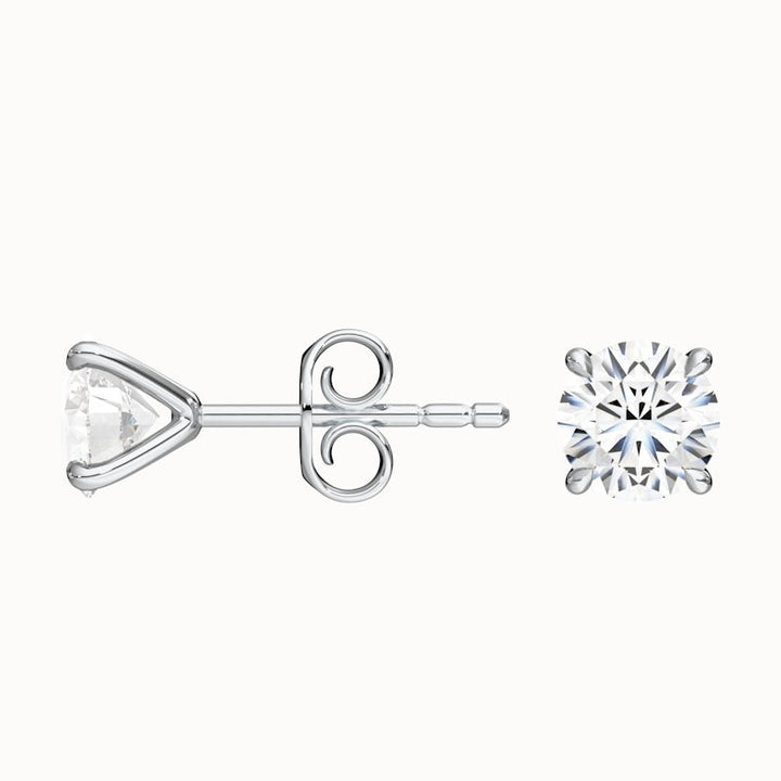 4 Claws Round Lab Grown Stud Diamond Earrings