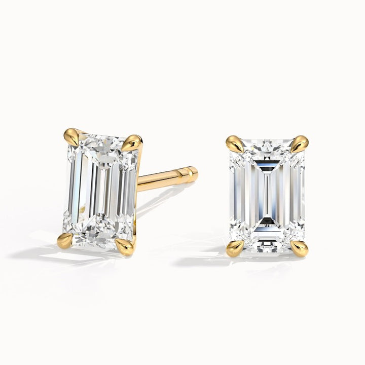 Emerald Cut Lab Grown Stud Diamond Earrings