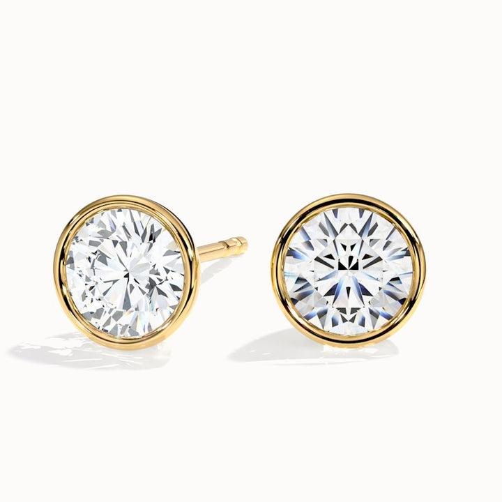 Round Rubover Lab Grown Stud Diamond Earrings