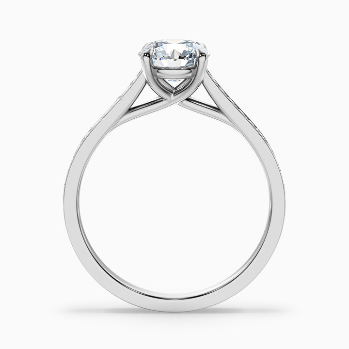 Elma 2.5 Carat Round Side Stone Pave Lab Grown Diamond Ring in 14k Yellow Gold - Side View