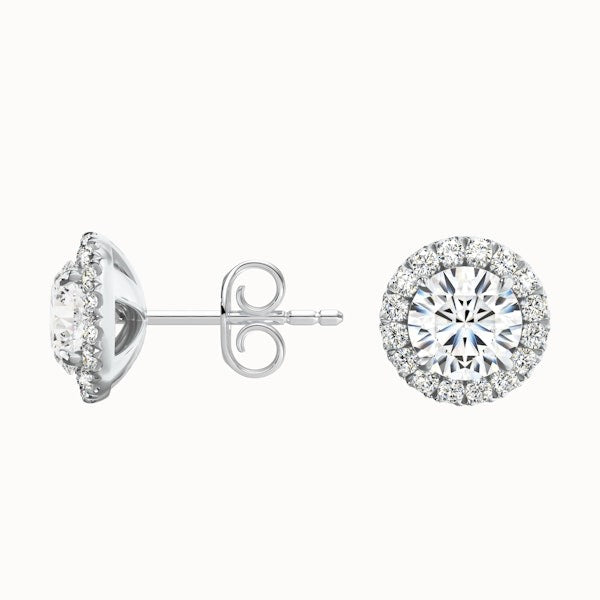 Round Halo Lab Grown Stud Diamond Earrings