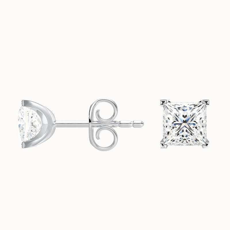 Princess Cut Moissanite Stud Diamond Earrings