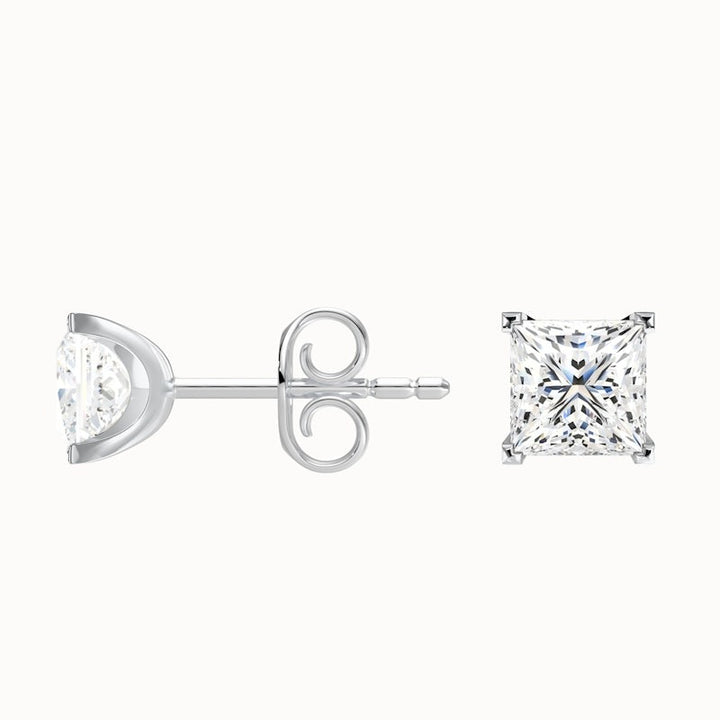 Princess Cut Moissanite Stud Diamond Earrings