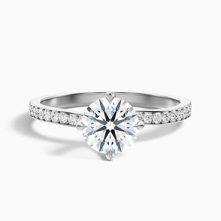 Enni 1.5 Carat Round Side Stone Pave Lab Grown Diamond Ring in 14k Yellow Gold