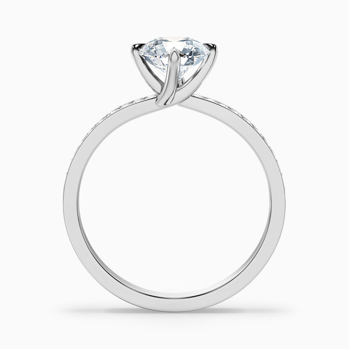 Faye 2 Carat Round Side Stone Pave Moissanite Engagement Ring - Side View