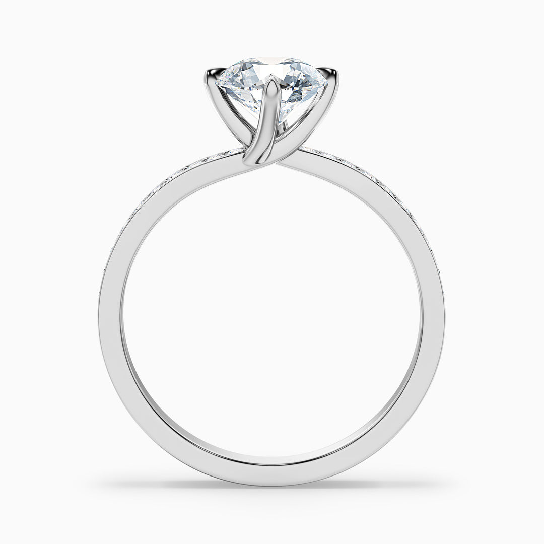 Enni 1 Carat Round Side Stone Pave Lab Grown Diamond Ring in Platinum - Side View