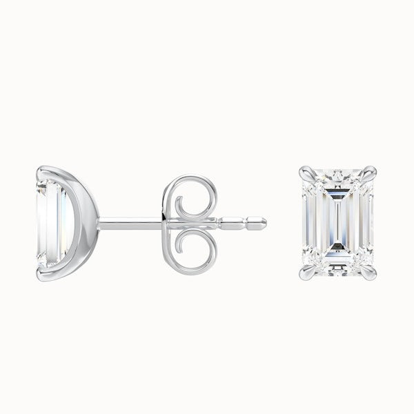 Emerald Cut Lab Grown Stud Diamond Earrings