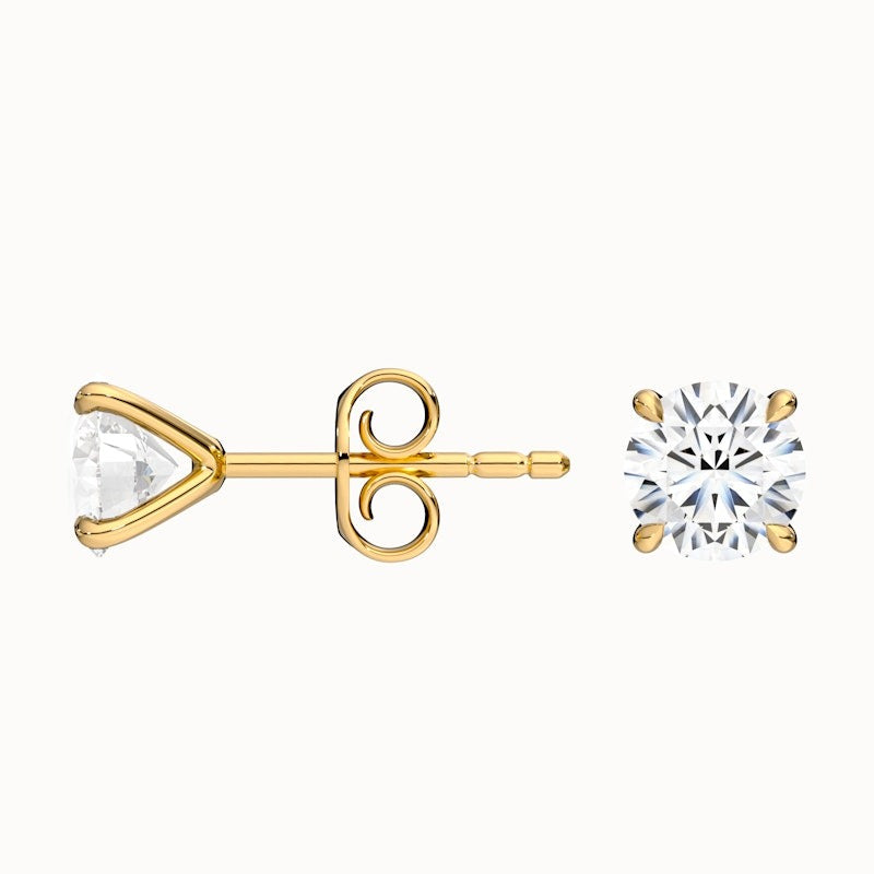 4 Claws Round Moissanite Stud Diamond Earrings