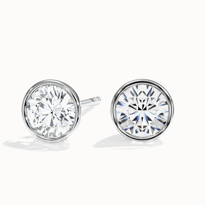 Round Rubover Lab Grown Stud Diamond Earrings