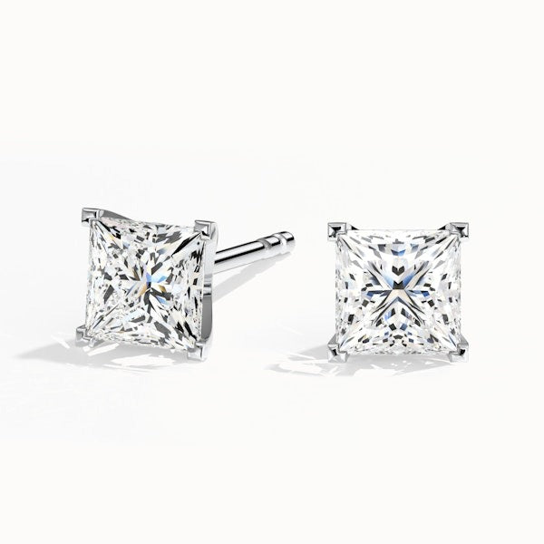 Princess Cut Moissanite Stud Diamond Earrings