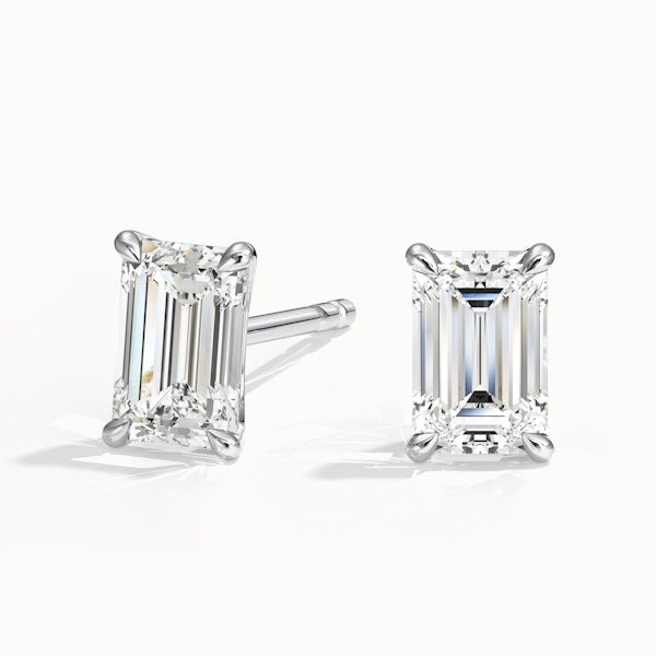 Emerald Cut Lab Grown Stud Diamond Earrings
