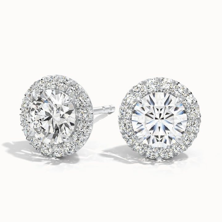 Round Halo Lab Grown Stud Diamond Earrings