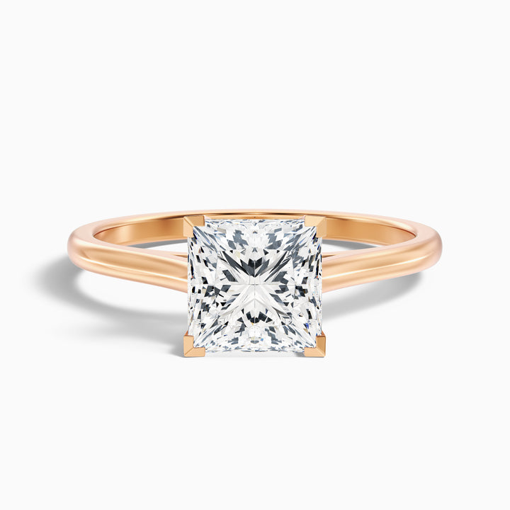 Frey 3.5 Carat Princess Cut Solitaire Lab Grown Diamond Ring in 14k White Gold - Front View