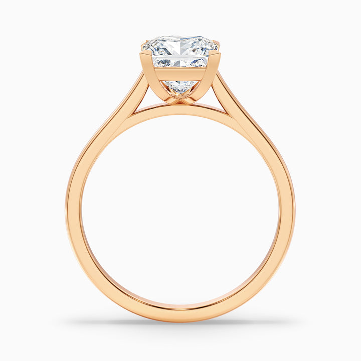 Frey 4 Carat Princess Cut Solitaire Lab Grown Diamond Ring in 10k Yellow Gold - Side View