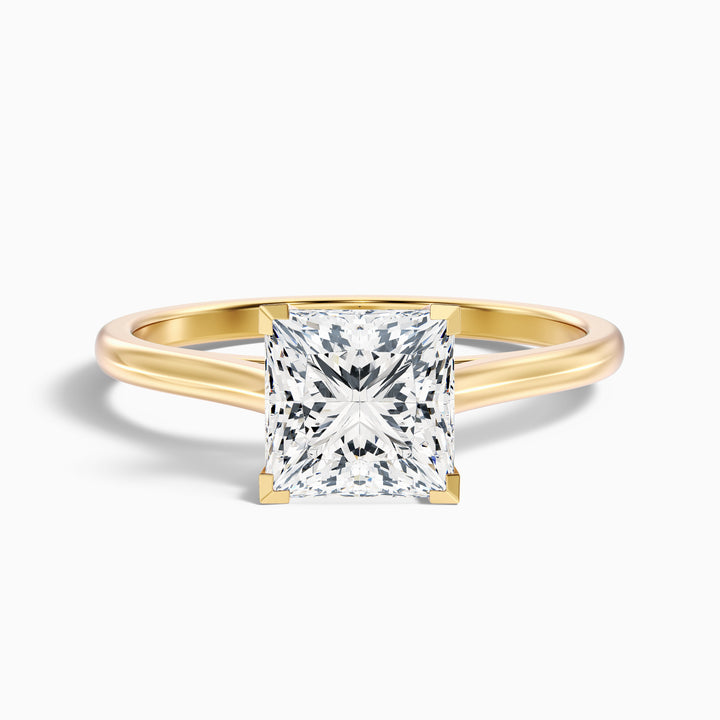 Frey 4 Carat Princess Cut Solitaire Lab Grown Diamond Ring in 10k Rose Gold - Front View