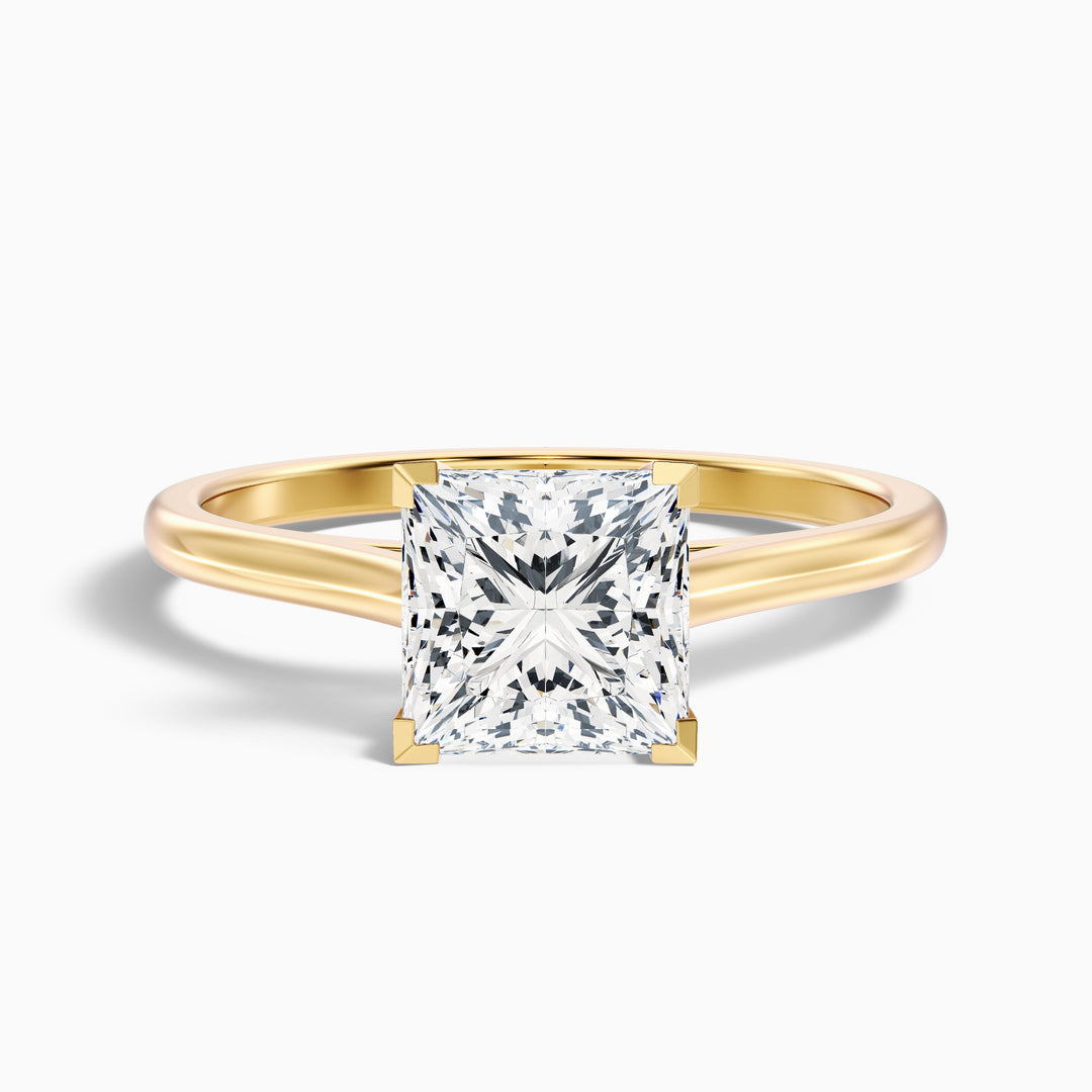 Frey 3 Carat Princess Cut Solitaire Lab Grown Diamond Ring in 14k Rose Gold - Front View