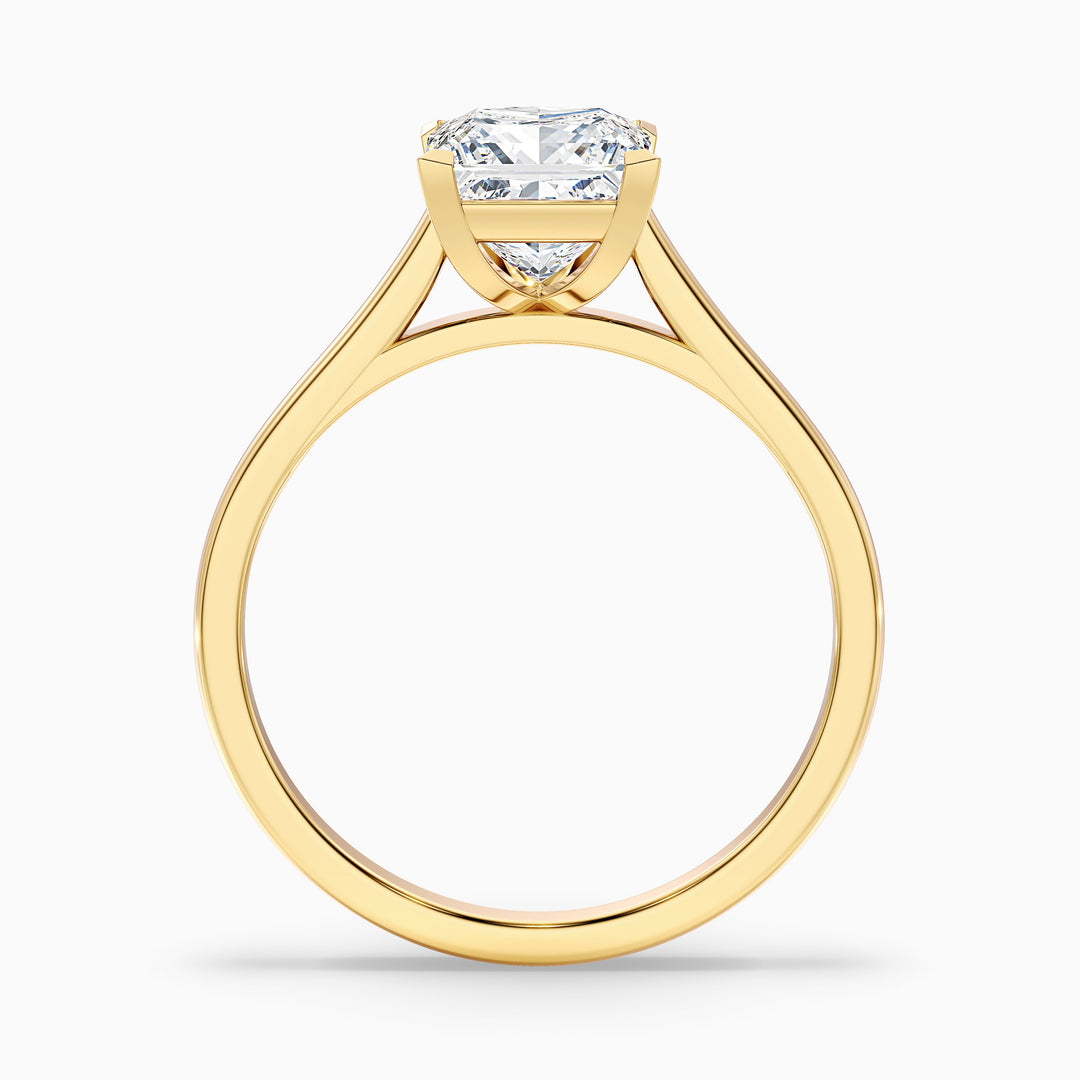 Frey 3 Carat Princess Cut Solitaire Lab Grown Diamond Ring in 10k Yellow Gold - Side View