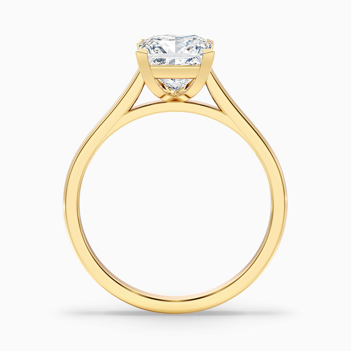 Frey 3 Carat Princess Cut Solitaire Lab Grown Diamond Ring in 10k Yellow Gold - Side View