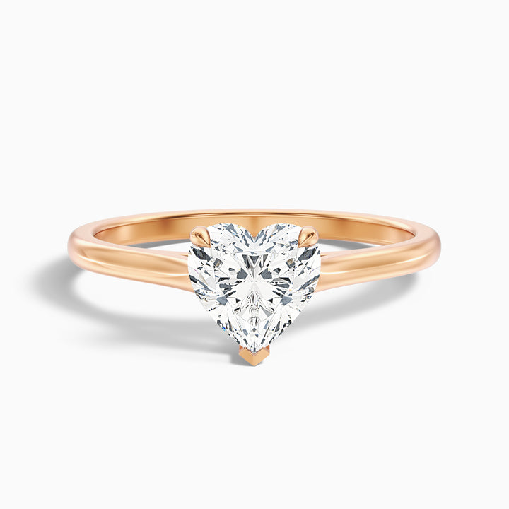 Esha 4.5 Carat Heart Shaped Solitaire Lab Grown Diamond Ring in 18k Rose Gold - Front View