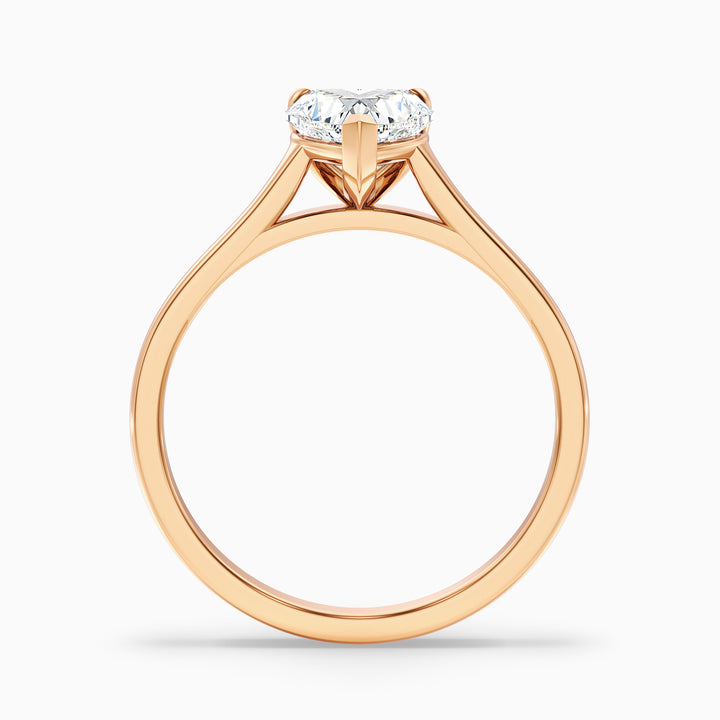 Esha 4 Carat Heart Shaped Solitaire Lab Grown Diamond Ring in 14k Rose Gold - Side View