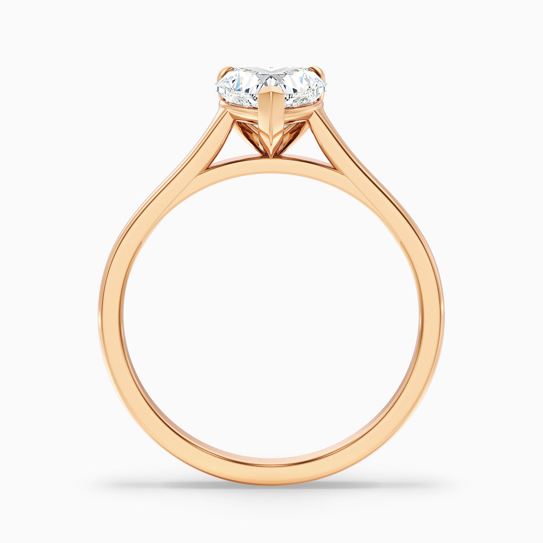 Esha 3 Carat Heart Shaped Solitaire Lab Grown Diamond Ring in 10k Yellow Gold - Side View