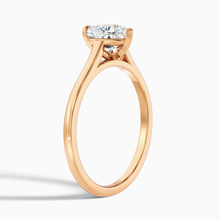 Esha 3 Carat Heart Shaped Solitaire Lab Grown Diamond Ring in 10k Yellow Gold - Detail View