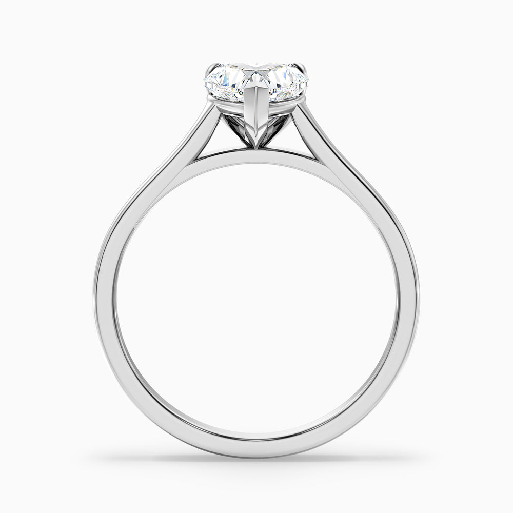 Esha 3 Carat Heart Shaped Solitaire Lab Grown Diamond Ring in 10k White Gold - Side View