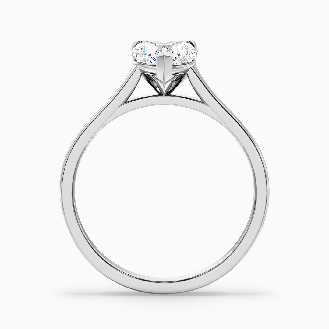 Esha 3 Carat Heart Shaped Solitaire Lab Grown Diamond Ring in 10k Yellow Gold - Side View