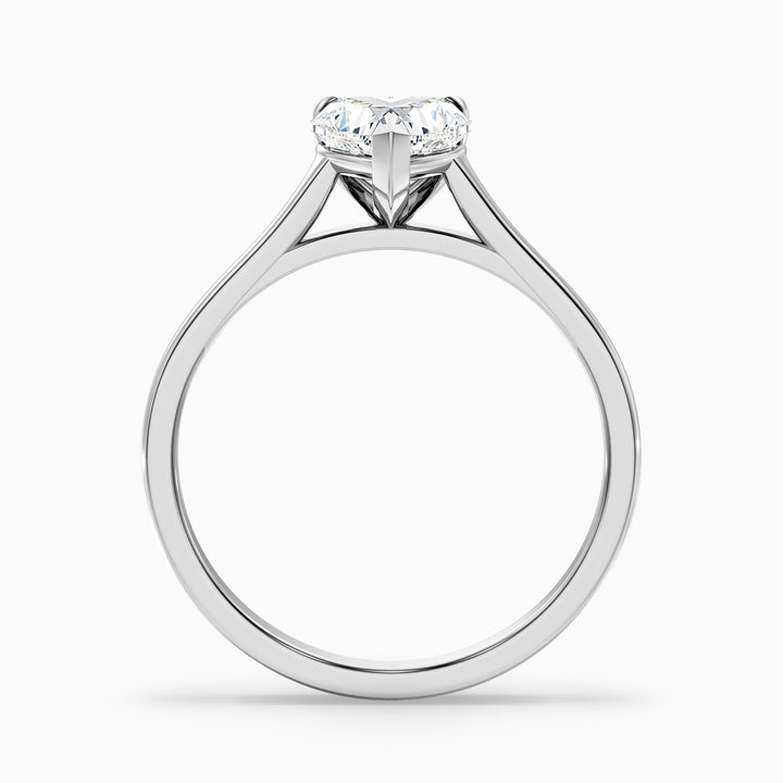 amey 8 carat heart shaped solitaire moissanite engagement ring in 14k white gold -  Side View