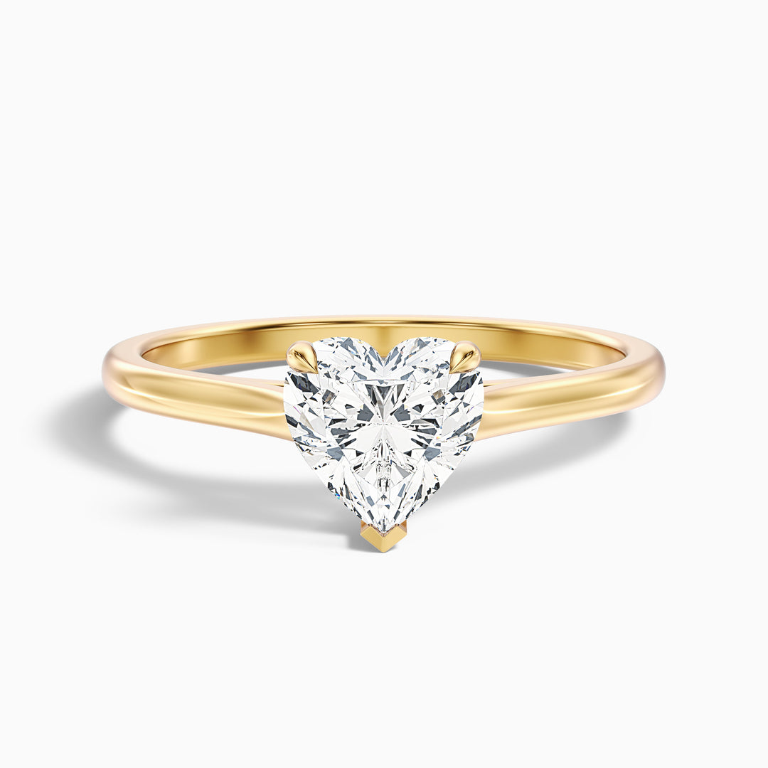 amey 9 carat heart shaped solitaire moissanite engagement ring in 10k yellow gold -  Front View