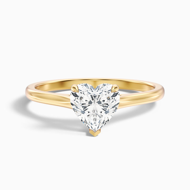 amey 9 carat heart shaped solitaire moissanite engagement ring in 10k yellow gold -  Front View
