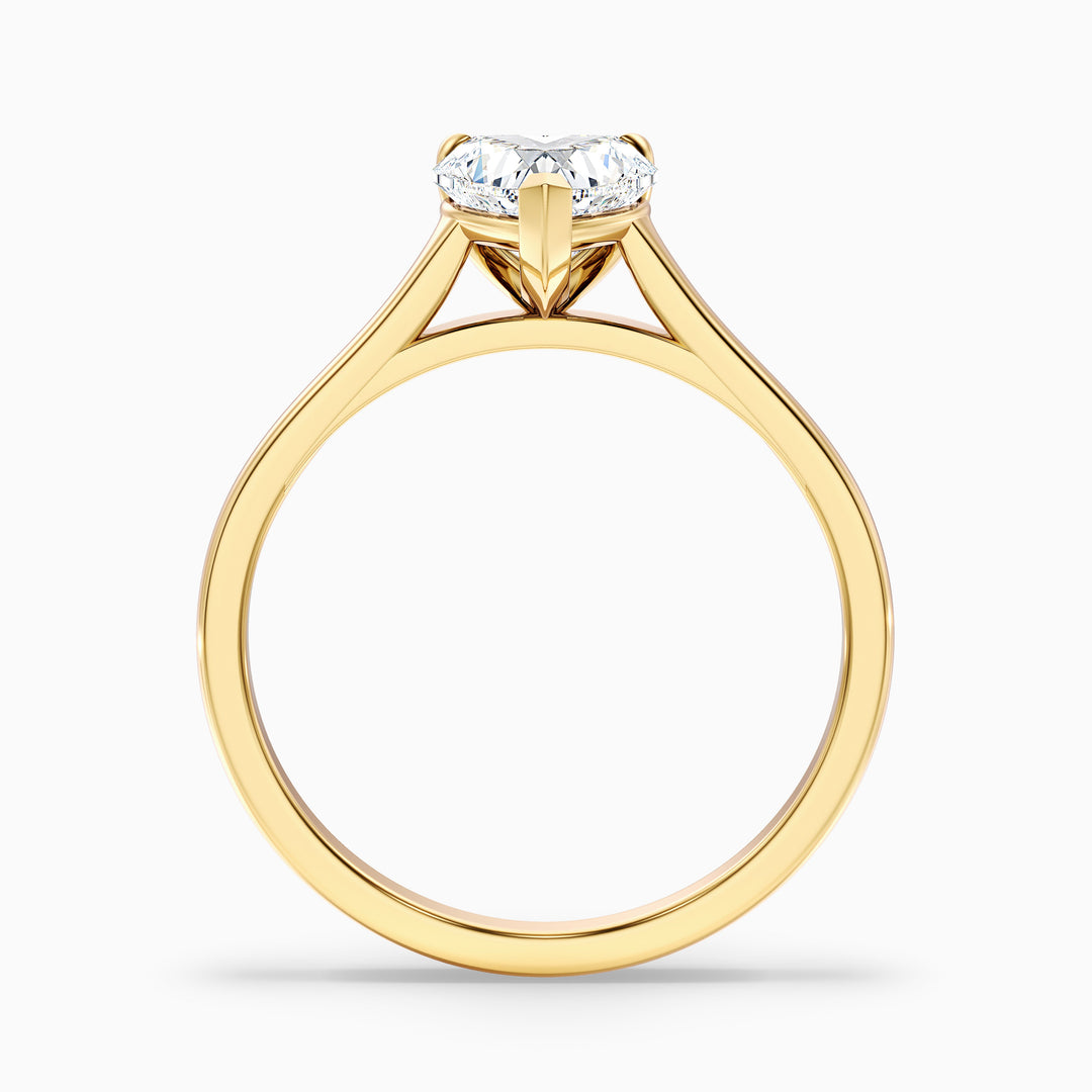 Esha 2.5 Carat Heart Shaped Solitaire Lab Grown Diamond Ring in 10k Yellow Gold - Side View