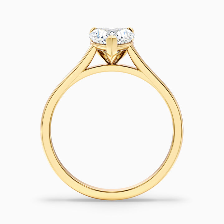 Esha 2.5 Carat Heart Shaped Solitaire Lab Grown Diamond Ring in 10k Yellow Gold - Side View