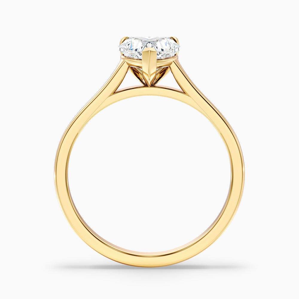 Esha 2.5 Carat Heart Shaped Solitaire Lab Grown Diamond Ring in 14k Yellow Gold - Side View