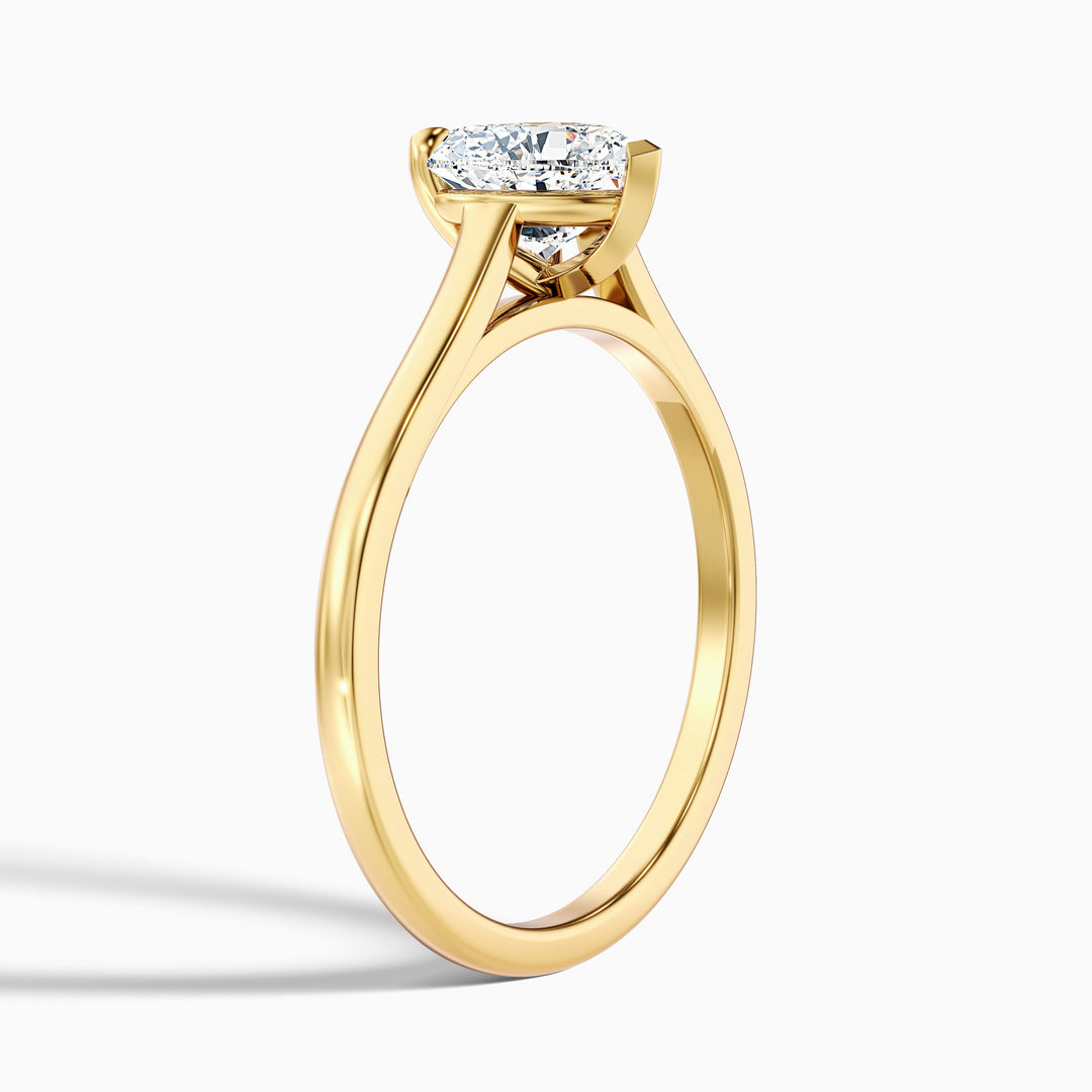 Esha 1 Carat Heart Shaped Solitaire Lab Grown Diamond Ring in 10k Yellow Gold - Detail View