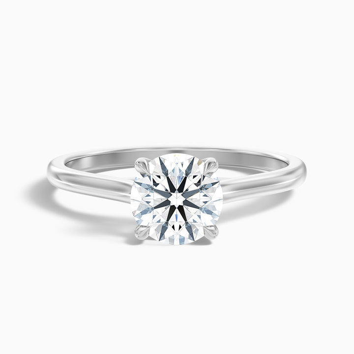 Elena 3.5 Carat Round Solitaire Lab Grown Diamond Ring in 10k Yellow Gold - Front View