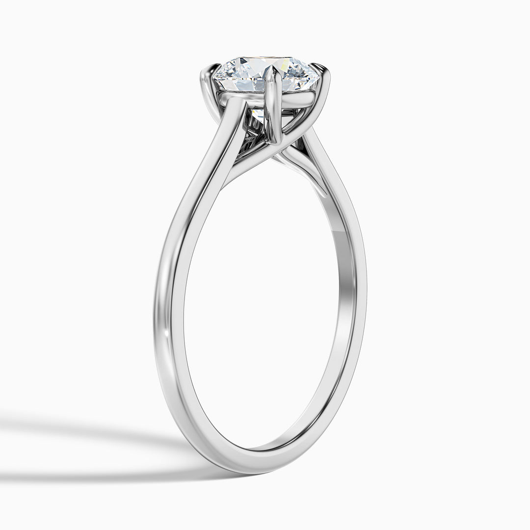 Elena 3 Carat Round Solitaire Lab Grown Diamond Ring in 14k White Gold - Detail View