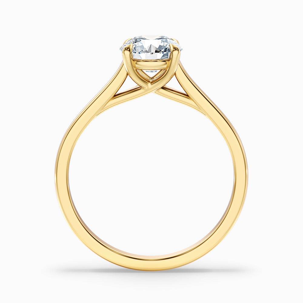 Elena 4 Carat Round Solitaire Lab Grown Diamond Ring in 14k Yellow Gold - Side View