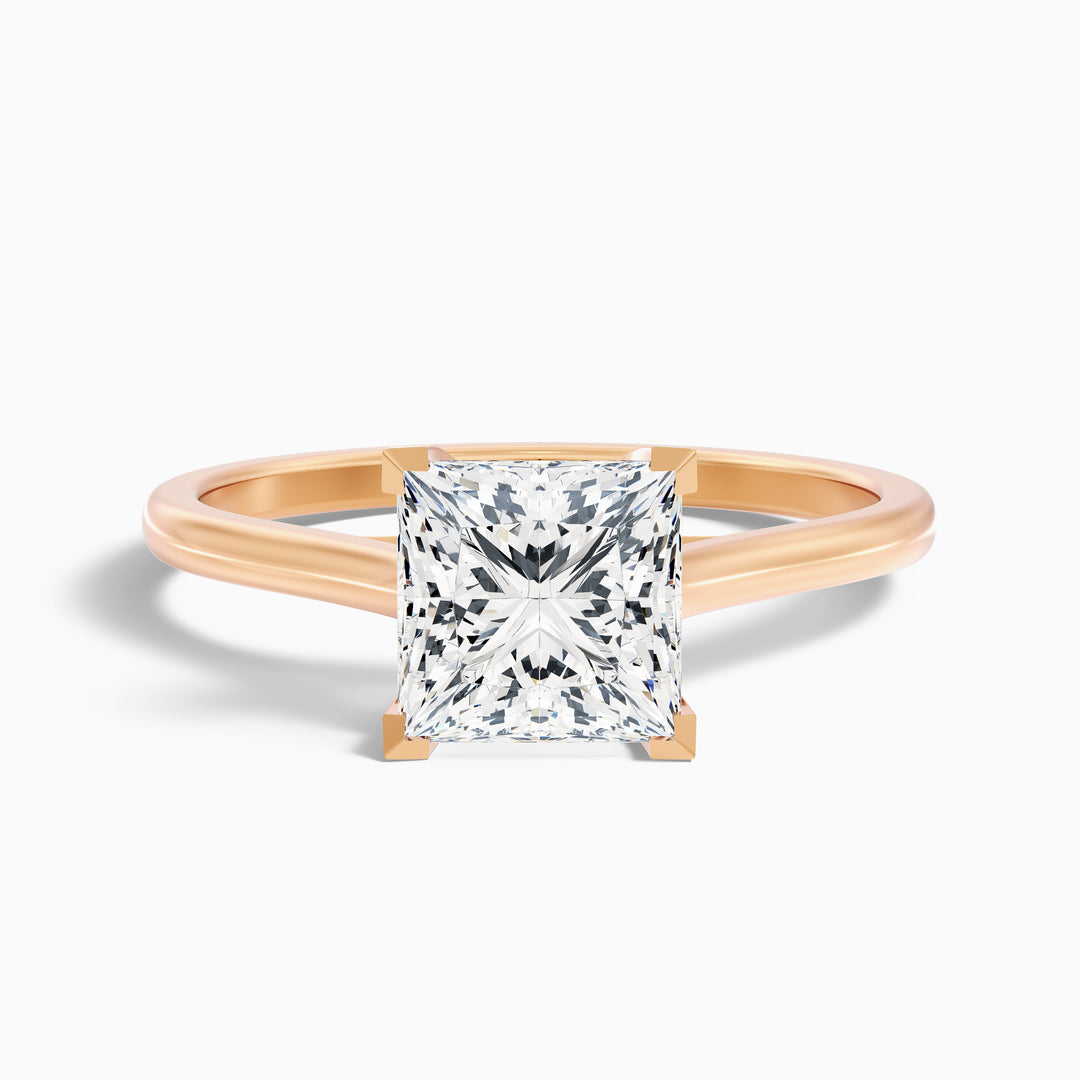 Amaya 5 Carat Princess Cut Solitaire Lab Grown Diamond Ring in 14k Yellow Gold - Front View