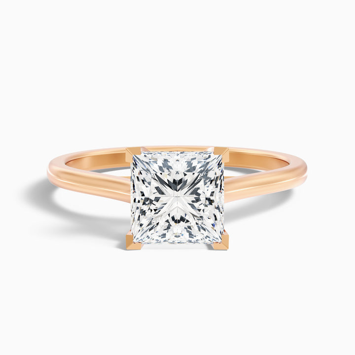 Amaya 2 Carat Princess Cut Solitaire Lab Grown Diamond Ring in 18k White Gold - Front View